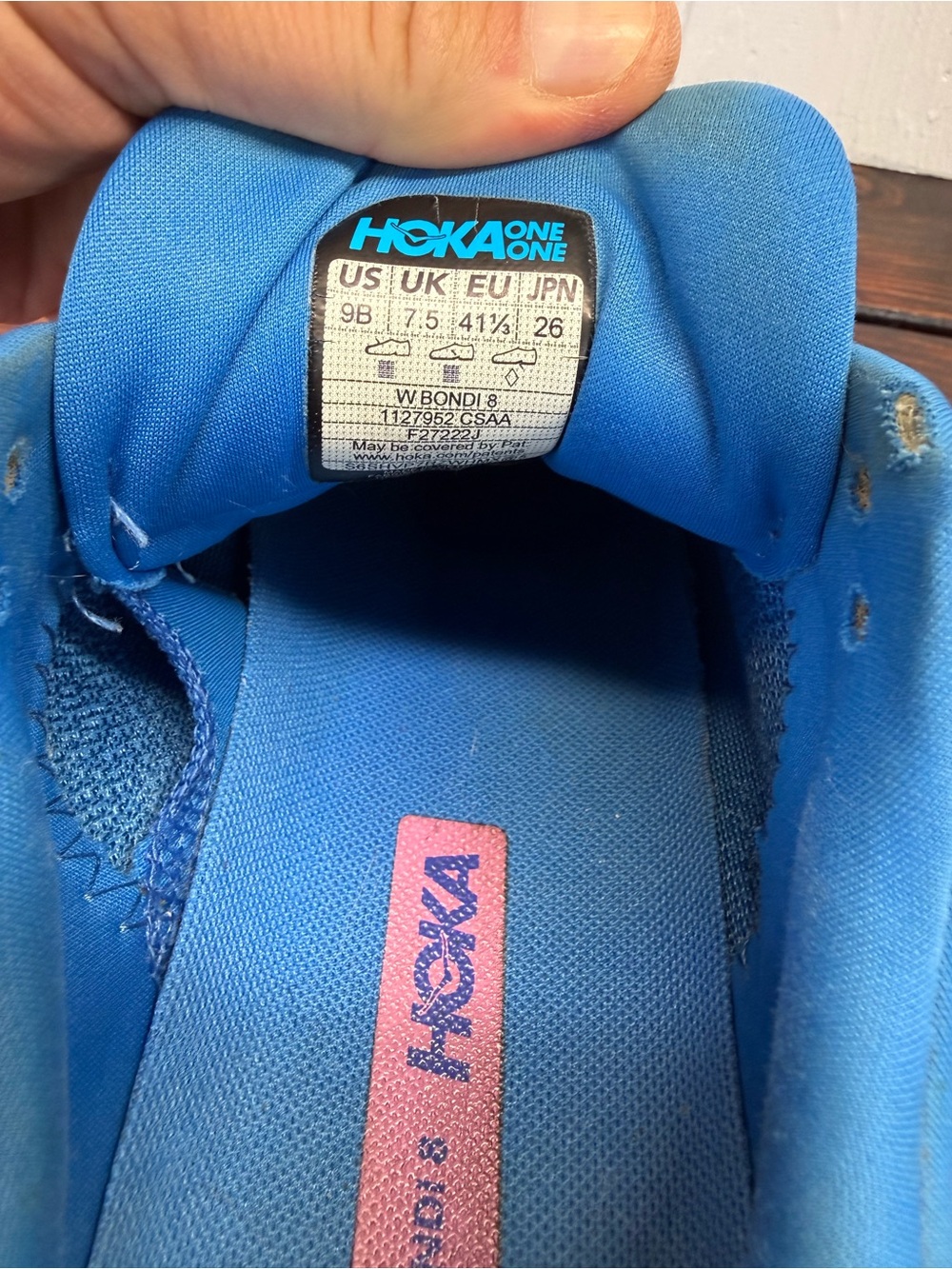 HOKA Bondi 8 Running Shoes Blue/Pink – Women’s Size 9 - Picture 9 of 10